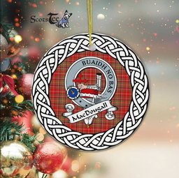 MacDougall Scottish Clan Crest and Celtic Tartan Ceramic Ornament Plaid Christmas Ornament Gifts