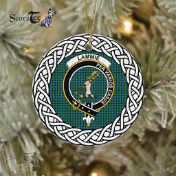 Lammie Scottish Clan Crest and Celtic Tartan Ceramic Ornament Plaid Christmas Ornament Gifts