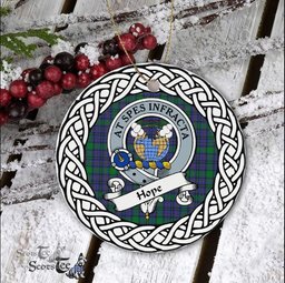 Hope Scottish Clan Crest and Celtic Tartan Ceramic Ornament Plaid Christmas Ornament Gifts