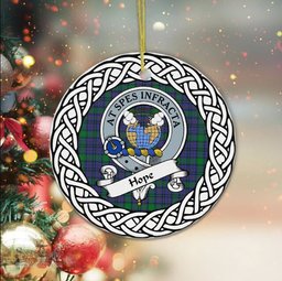 Hope Scottish Clan Crest and Celtic Tartan Ceramic Ornament Plaid Christmas Ornament Gifts