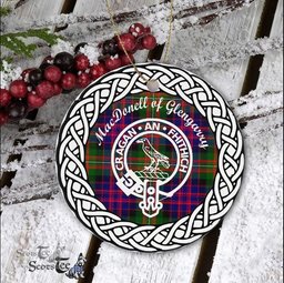 MacDonald of Glengarry Scottish Clan Crest and Celtic Tartan Ceramic Ornament Plaid Christmas Ornament Gifts