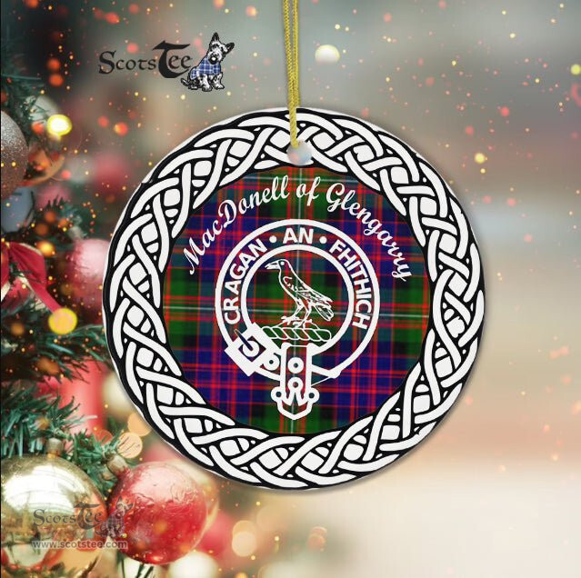 MacDonald of Glengarry Scottish Clan Crest and Celtic Tartan Ceramic Ornament Plaid Christmas Ornament Gifts