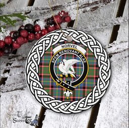 Norvel Scottish Clan Crest and Celtic Tartan Ceramic Ornament Plaid Christmas Ornament Gifts