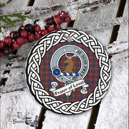 Fraser Of Lovat Scottish Clan Crest and Celtic Tartan Ceramic Ornament Plaid Christmas Ornament Gifts