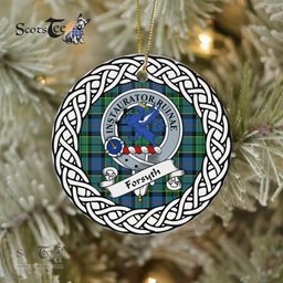 Forsyth Scottish Clan Crest and Celtic Tartan Ceramic Ornament Plaid Christmas Ornament Gifts