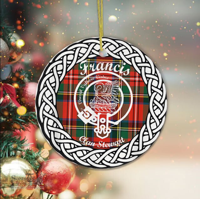 Francis Scottish Clan Crest and Celtic Tartan Ceramic Ornament Plaid Christmas Ornament Gifts