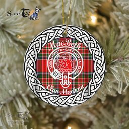 MacBeth Scottish Clan Crest and Celtic Tartan Ceramic Ornament Plaid Christmas Ornament Gifts