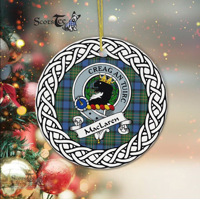 MacLaren Scottish Clan Crest and Celtic Tartan Ceramic Ornament Plaid Christmas Ornament Gifts