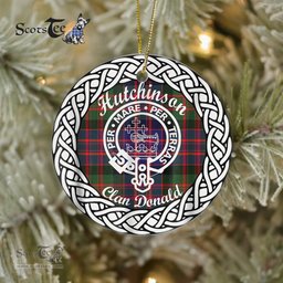 Hutchison Scottish Clan Crest and Celtic Tartan Ceramic Ornament Plaid Christmas Ornament Gifts