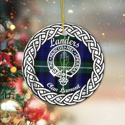 Landers Scottish Clan Crest and Celtic Tartan Ceramic Ornament Plaid Christmas Ornament Gifts