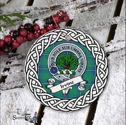 Irvine Scottish Clan Crest and Celtic Tartan Ceramic Ornament Plaid Christmas Ornament Gifts