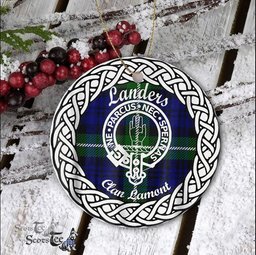 Landers Scottish Clan Crest and Celtic Tartan Ceramic Ornament Plaid Christmas Ornament Gifts
