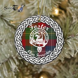 Foster Scottish Clan Crest and Celtic Tartan Ceramic Ornament Plaid Christmas Ornament Gifts