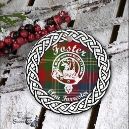 Foster Scottish Clan Crest and Celtic Tartan Ceramic Ornament Plaid Christmas Ornament Gifts