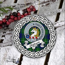Oliphant Scottish Clan Crest and Celtic Tartan Ceramic Ornament Plaid Christmas Ornament Gifts