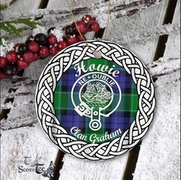 Howie Scottish Clan Crest and Celtic Tartan Ceramic Ornament Plaid Christmas Ornament Gifts