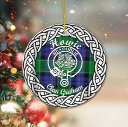 Howie Scottish Clan Crest and Celtic Tartan Ceramic Ornament Plaid Christmas Ornament Gifts
