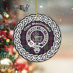 MacDonald Scottish Clan Crest and Celtic Tartan Ceramic Ornament Plaid Christmas Ornament Gifts