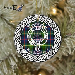 Kerracher Scottish Clan Crest and Celtic Tartan Ceramic Ornament Plaid Christmas Ornament Gifts