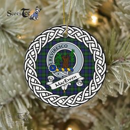 MacEwen Scottish Clan Crest and Celtic Tartan Ceramic Ornament Plaid Christmas Ornament Gifts