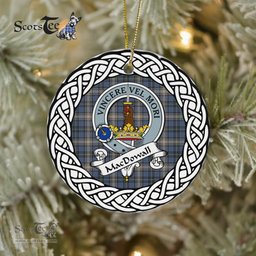 MacDowall Scottish Clan Crest and Celtic Tartan Ceramic Ornament Plaid Christmas Ornament Gifts