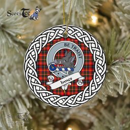 Innes Scottish Clan Crest and Celtic Tartan Ceramic Ornament Plaid Christmas Ornament Gifts