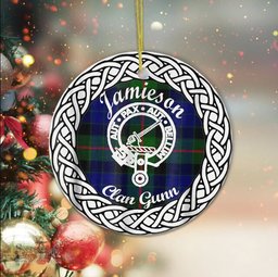 Jamieson Scottish Clan Crest and Celtic Tartan Ceramic Ornament Plaid Christmas Ornament Gifts