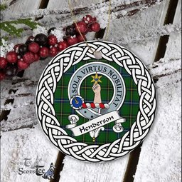 Henderson Scottish Clan Crest and Celtic Tartan Ceramic Ornament Plaid Christmas Ornament Gifts