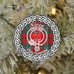 Niven Scottish Clan Crest and Celtic Tartan Ceramic Ornament Plaid Christmas Ornament Gifts