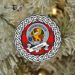 Nicolson Scottish Clan Crest and Celtic Tartan Ceramic Ornament Plaid Christmas Ornament Gifts