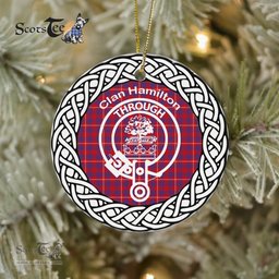 Hamilton Scottish Clan Crest and Celtic Tartan Ceramic Ornament Plaid Christmas Ornament Gifts