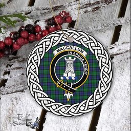 MacCallum Scottish Clan Crest and Celtic Tartan Ceramic Ornament Plaid Christmas Ornament Gifts