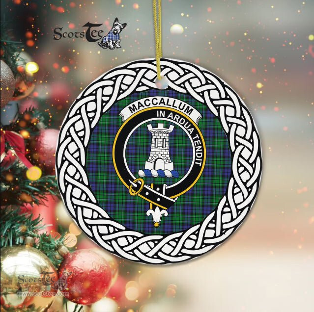 MacCallum Scottish Clan Crest and Celtic Tartan Ceramic Ornament Plaid Christmas Ornament Gifts
