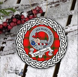 Macdonalds Of Sleat Scottish Clan Crest and Celtic Tartan Ceramic Ornament Plaid Christmas Ornament Gifts