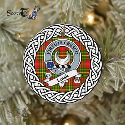 Leask Scottish Clan Crest and Celtic Tartan Ceramic Ornament Plaid Christmas Ornament Gifts