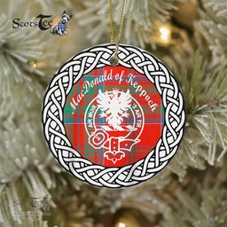 MacDonald of Keppoch Scottish Clan Crest and Celtic Tartan Ceramic Ornament Plaid Christmas Ornament Gifts