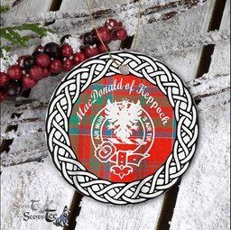 MacDonald of Keppoch Scottish Clan Crest and Celtic Tartan Ceramic Ornament Plaid Christmas Ornament Gifts