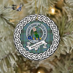 MacInnes Scottish Clan Crest and Celtic Tartan Ceramic Ornament Plaid Christmas Ornament Gifts