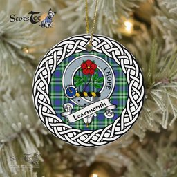 Learmonth Scottish Clan Crest and Celtic Tartan Ceramic Ornament Plaid Christmas Ornament Gifts
