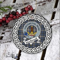 MacDowall Scottish Clan Crest and Celtic Tartan Ceramic Ornament Plaid Christmas Ornament Gifts