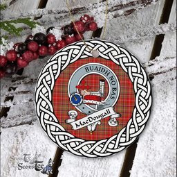 MacDougall Scottish Clan Crest and Celtic Tartan Ceramic Ornament Plaid Christmas Ornament Gifts