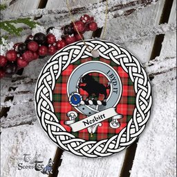 Nesbitt Scottish Clan Crest and Celtic Tartan Ceramic Ornament Plaid Christmas Ornament Gifts