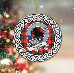 Nesbitt Scottish Clan Crest and Celtic Tartan Ceramic Ornament Plaid Christmas Ornament Gifts