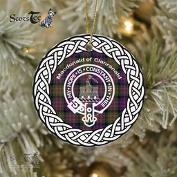 MacDonald Of Clanranald Scottish Clan Crest and Celtic Tartan Ceramic Ornament Plaid Christmas Ornament Gifts