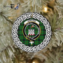 Kincaid Scottish Clan Crest and Celtic Tartan Ceramic Ornament Plaid Christmas Ornament Gifts