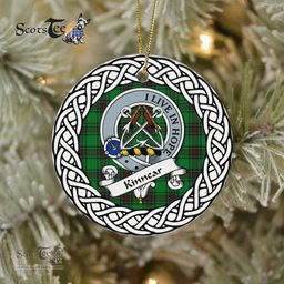 Kinnear Scottish Clan Crest and Celtic Tartan Ceramic Ornament Plaid Christmas Ornament Gifts