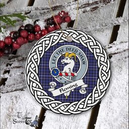 Fleming Scottish Clan Crest and Celtic Tartan Ceramic Ornament Plaid Christmas Ornament Gifts