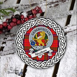 Nicolson Scottish Clan Crest and Celtic Tartan Ceramic Ornament Plaid Christmas Ornament Gifts