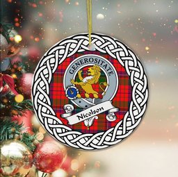 Nicolson Scottish Clan Crest and Celtic Tartan Ceramic Ornament Plaid Christmas Ornament Gifts