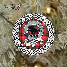 Nesbitt Scottish Clan Crest and Celtic Tartan Ceramic Ornament Plaid Christmas Ornament Gifts